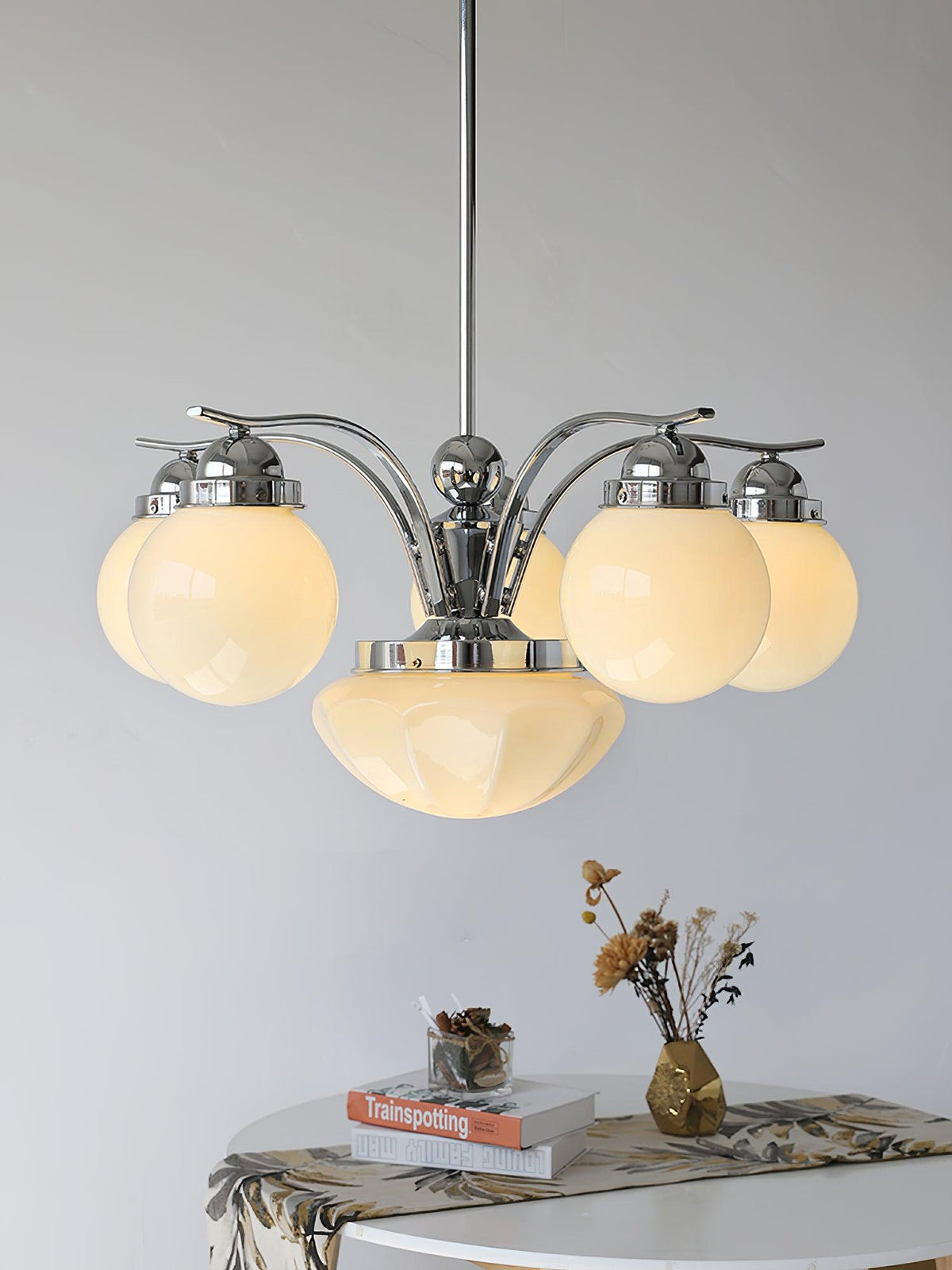 Ririxon Kronleuchter Retro Chic Kugel Weiß Glas