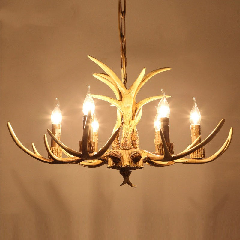 Epoch Vintage Kronleuchter Horn Natur Weiß/Braun/Kaffee Wohnzimmer Harz