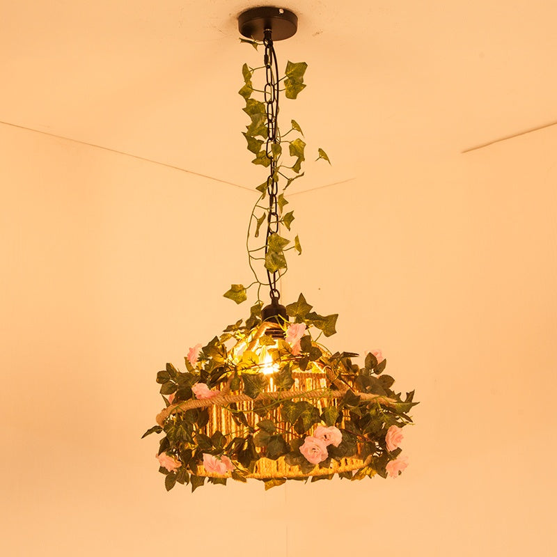Valentina Retro LED Pendelleuchte Rattan Restaurant Schlafzimmer