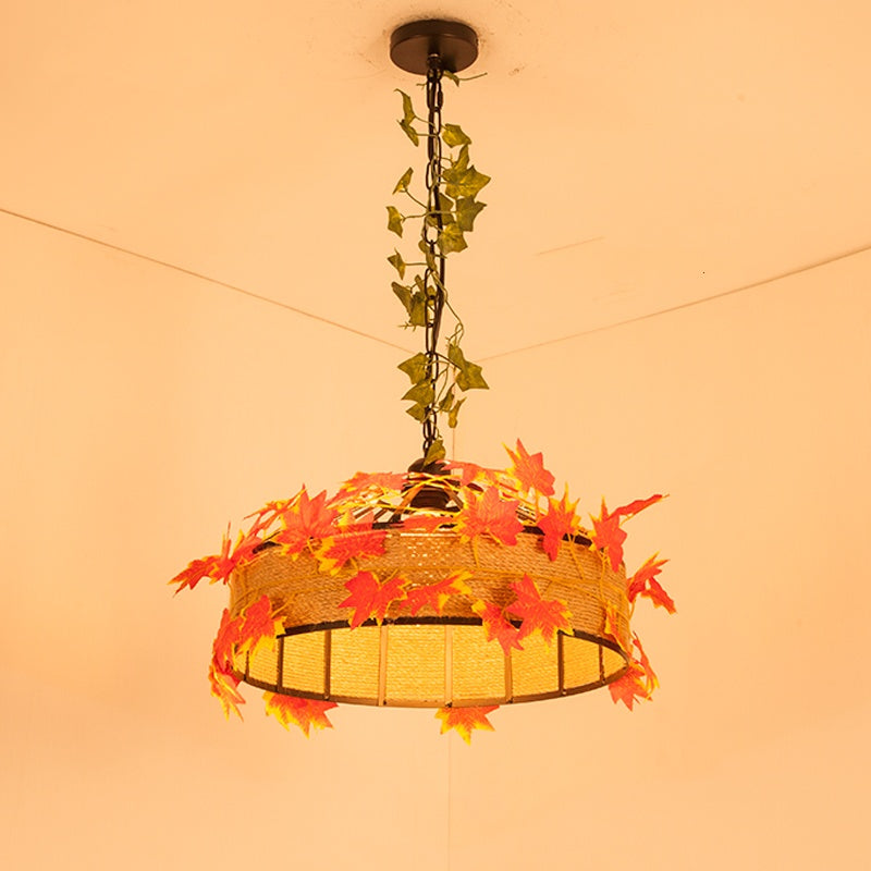 Valentina Retro LED Pendelleuchte Rattan Restaurant Schlafzimmer