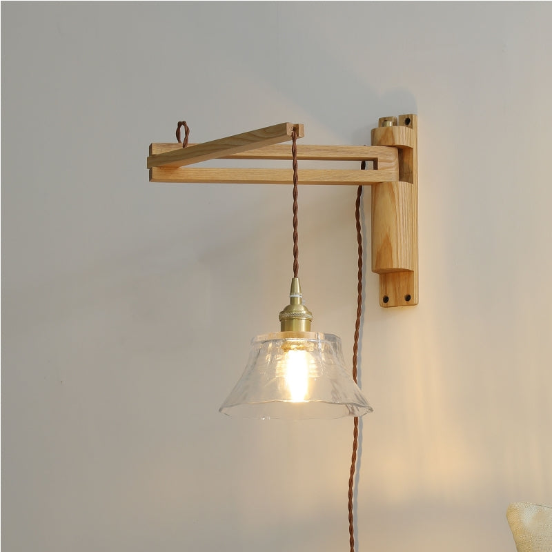 Muto Vintage LED Wandleuchte Plissee, Innen Treppenhaus, Glas/Holz/Keramik