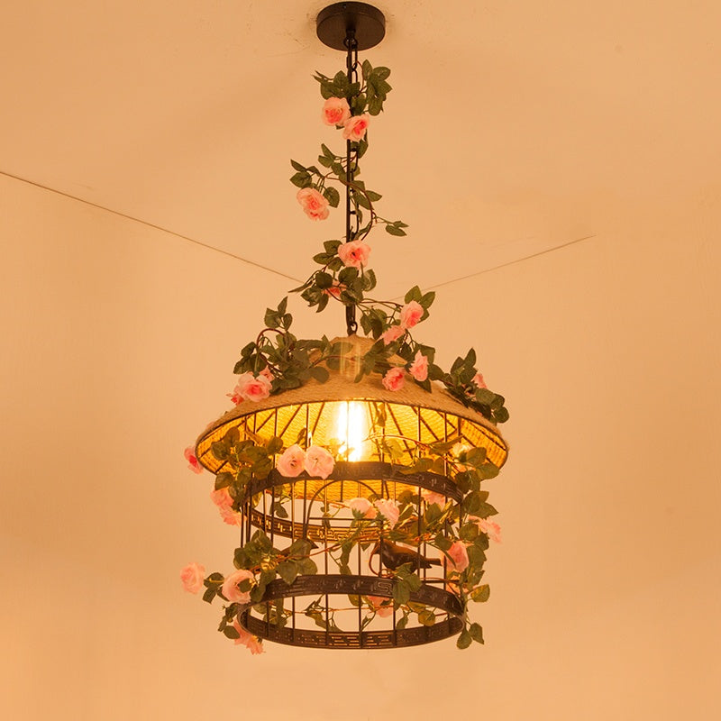 Valentina Retro LED Pendelleuchte Rattan Restaurant Schlafzimmer
