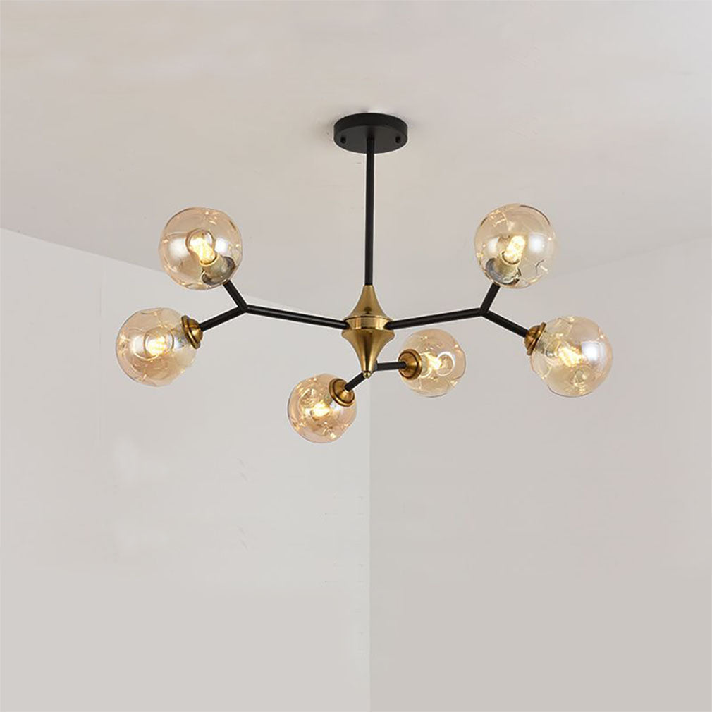 Valentina Industriale LED Kronleuchter Gold Schlaf/Wohnzimmer Glas Metall mit 4 Größen