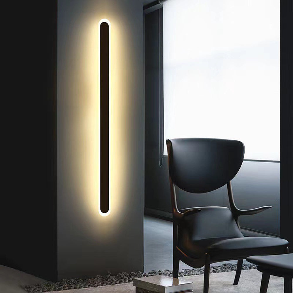 Arisha Linear LED Dimmbar Außenwandleuchte Schwarz Flur Terrasse Metall