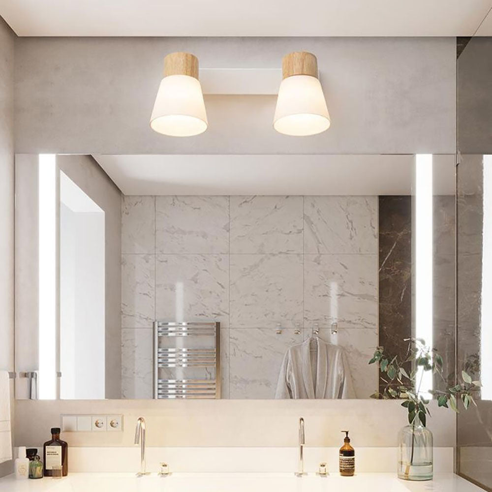 Muto Nordic LED Wandleuchte Holz/Glas Wohnzimmer/Esszimmer Weiß