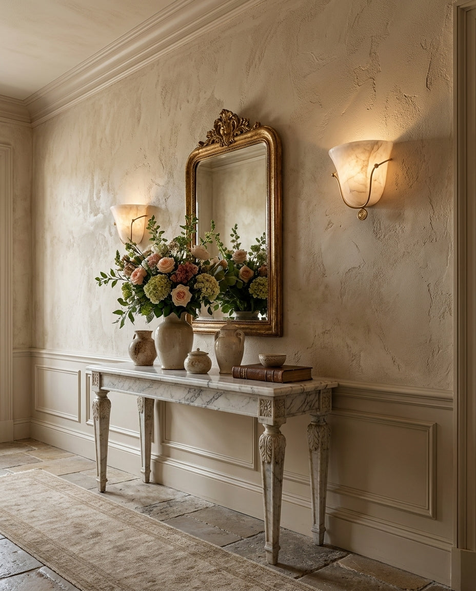 Perrincombe Alabaster-Wandleuchte