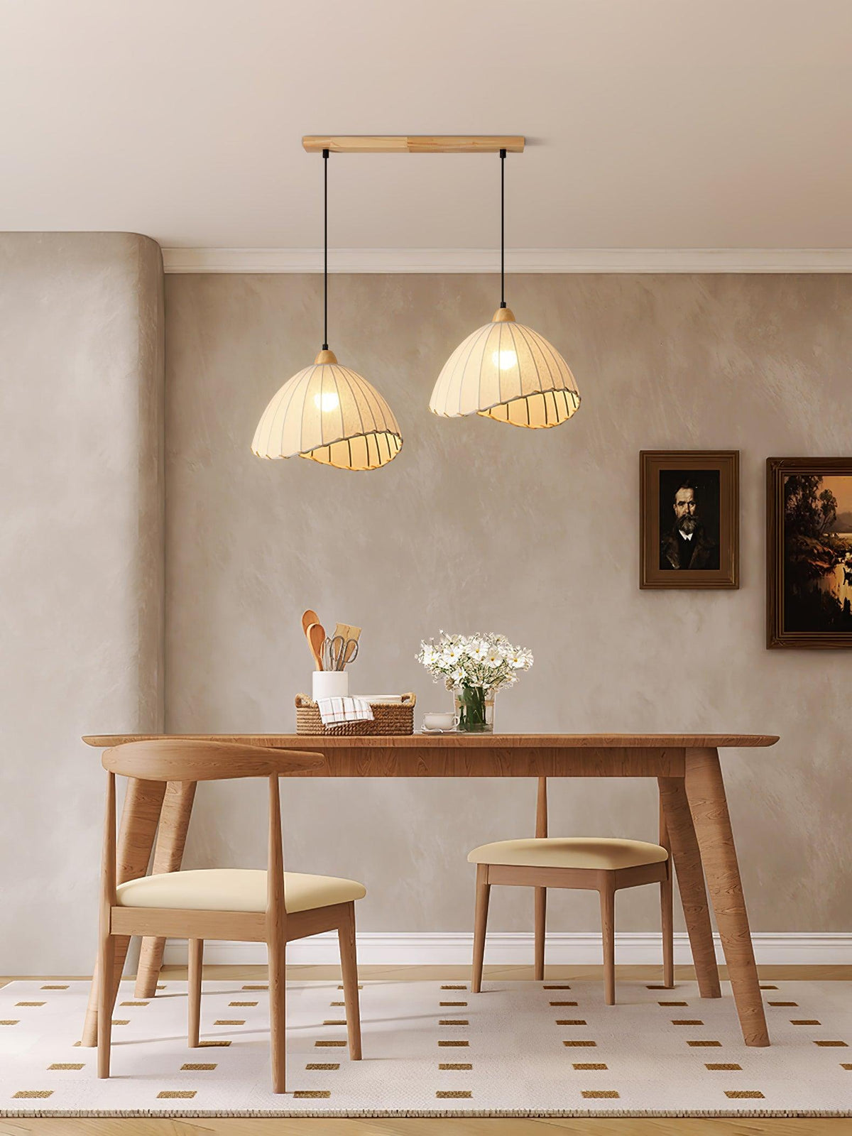 Shell Minimalistische Pendelleuchte aus Holz
