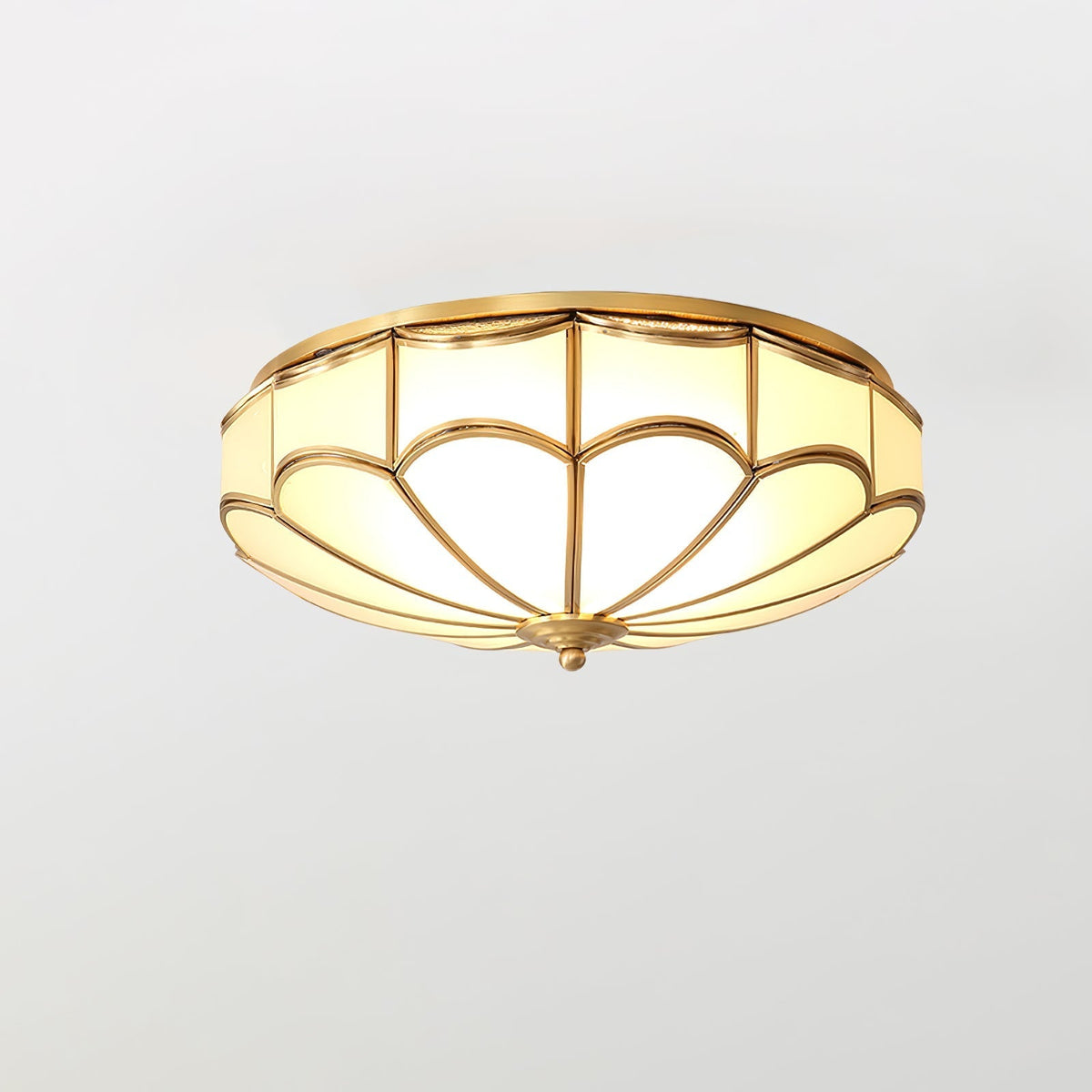 Evmarara Elegance Messing-Glas flache Deckenleuchte