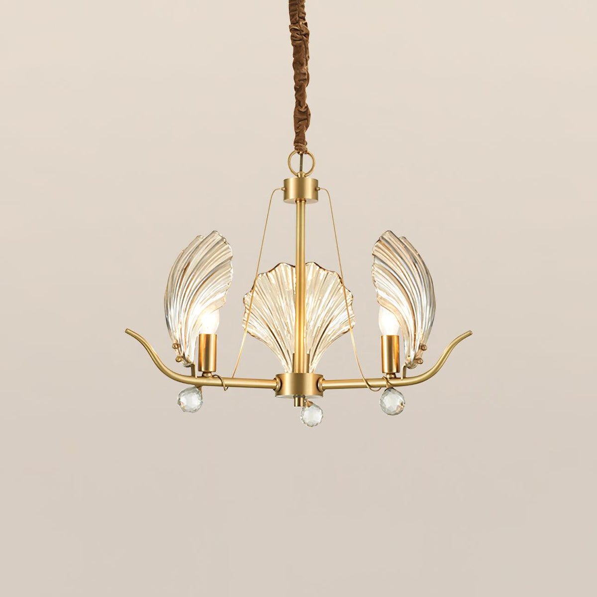 Luxereon Kronleuchter Shell Kristall Blatt Kupfer
