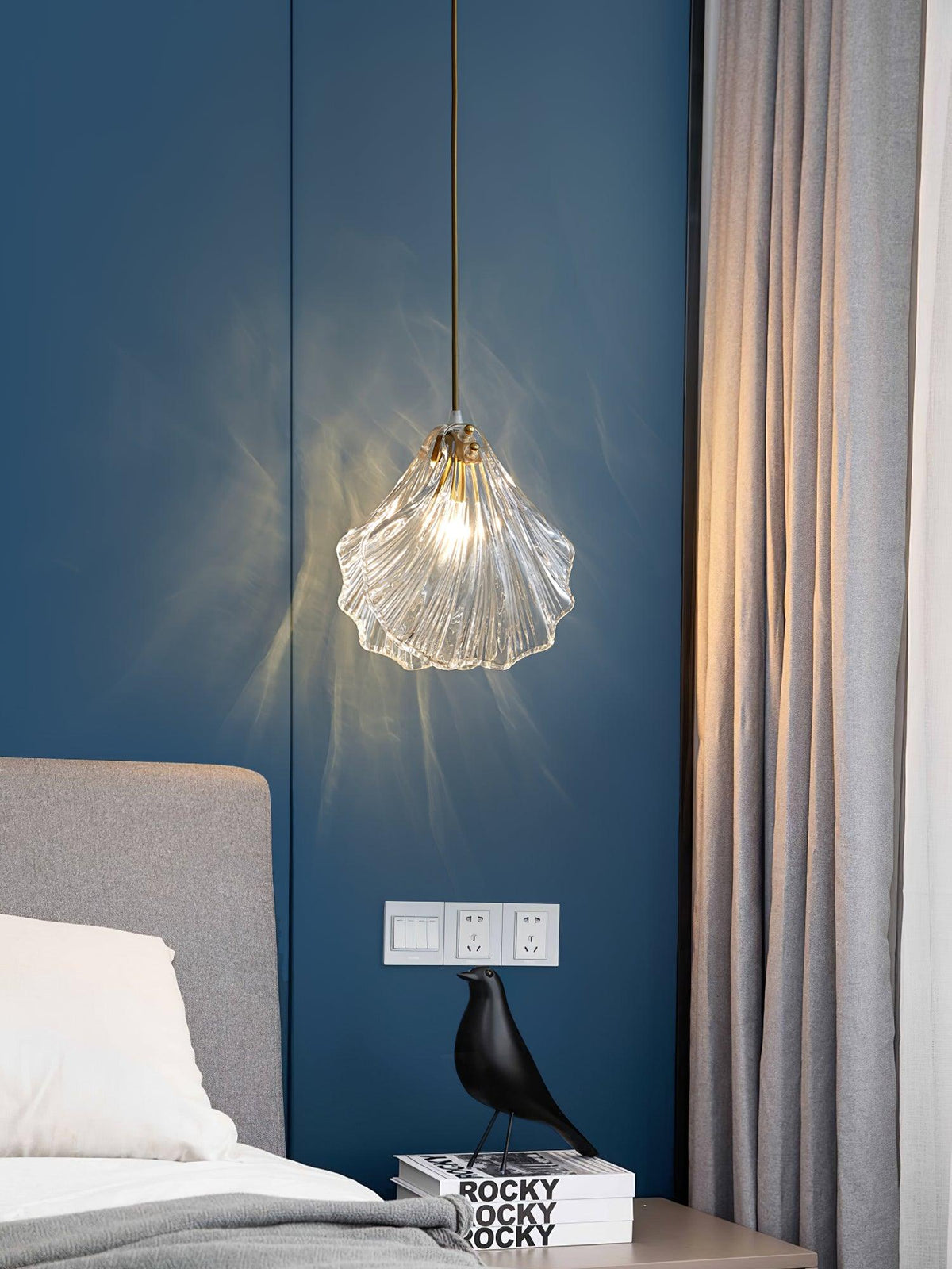 Covene Pendelleuchte skandinavisch Art Shell Swag und Cognac-Glas