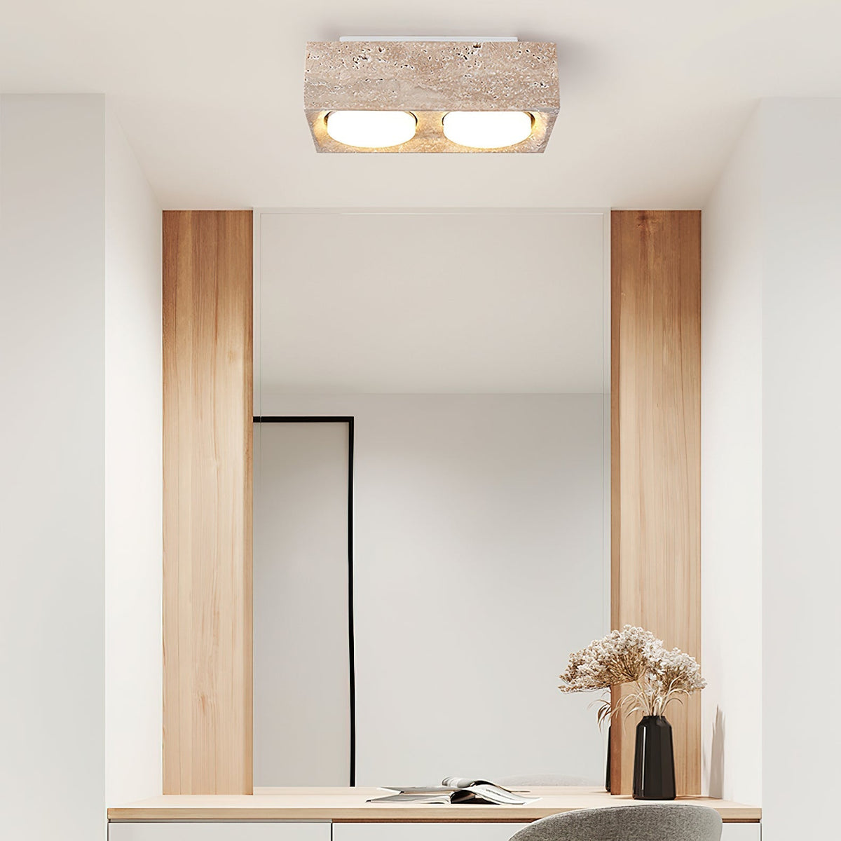 Virinira Quad-Spot Travertine Deckenleuchte