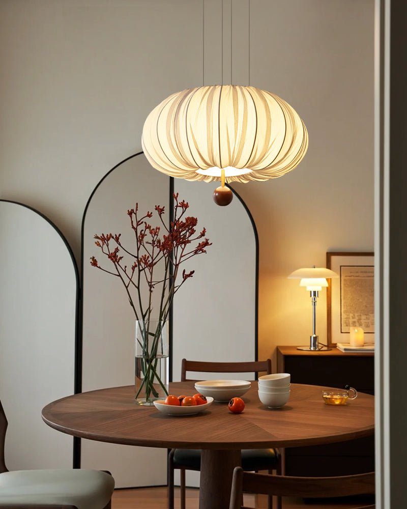 Vasilen Premium nordische Kunst-Ballon-Holz-Stoff-Deckenleuchte