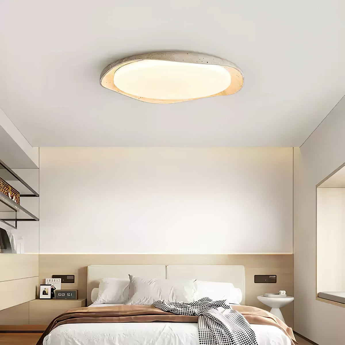 Adoros Rimmed-Circle Travertine Deckenleuchte