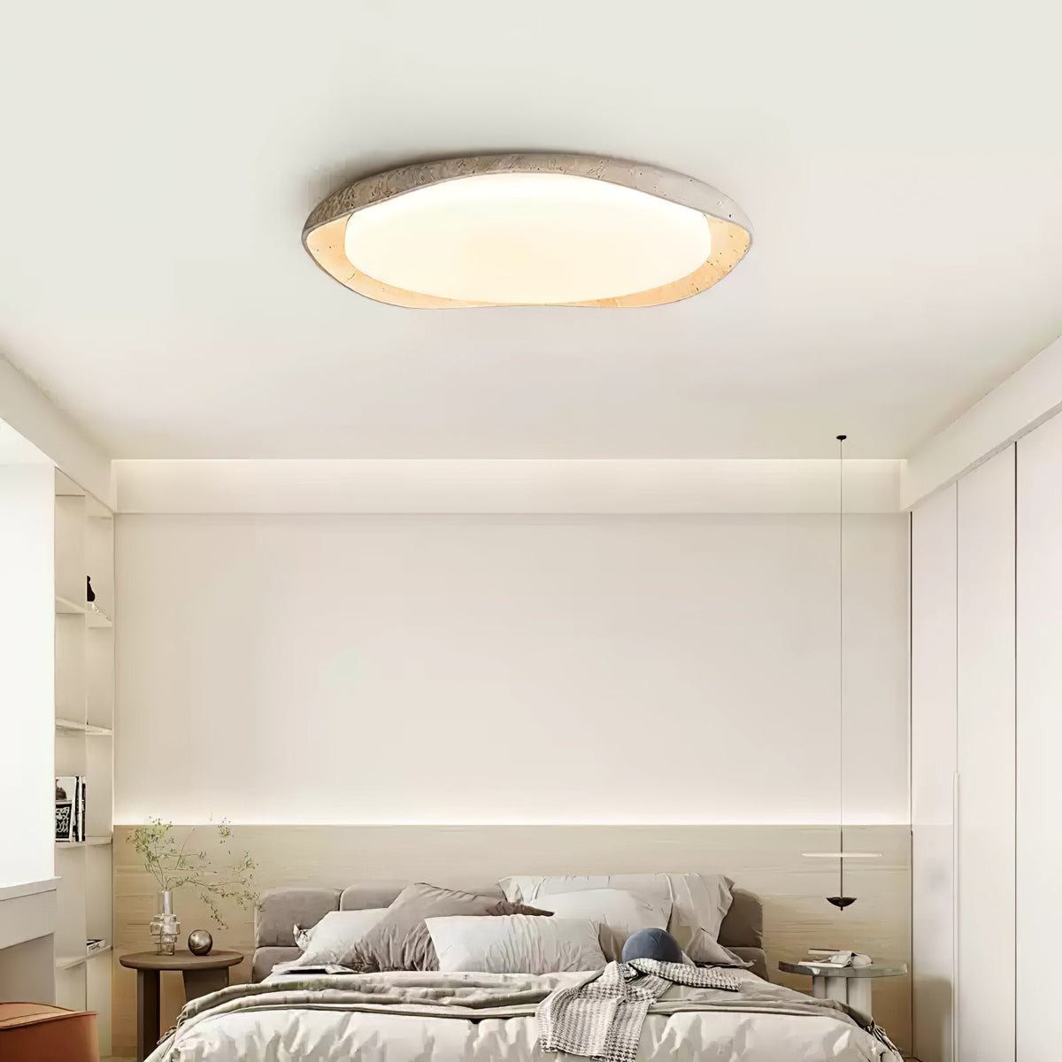 Adoros Rimmed-Circle Travertine Deckenleuchte