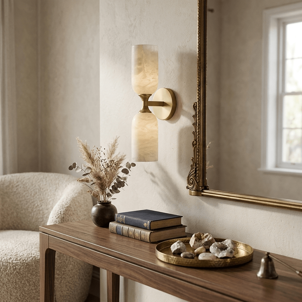 Sabriel Solmira Twin Alabaster Wandleuchte
