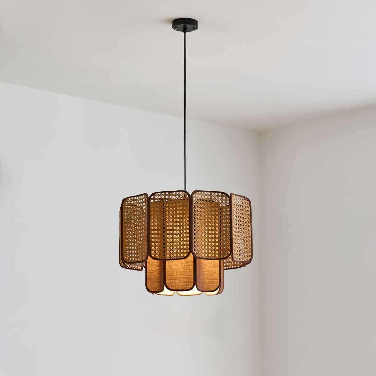 Cane Vintage-Stoff-Pendelleuchte