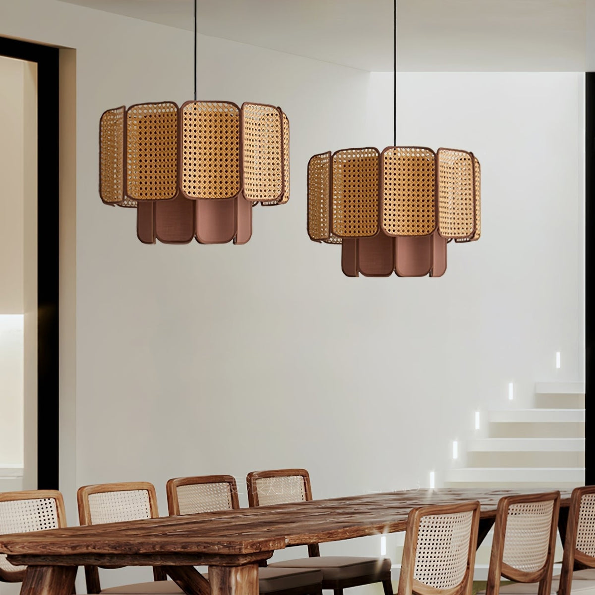 Soltera geflochtene Pendelleuchte in Naturrattan & Braun