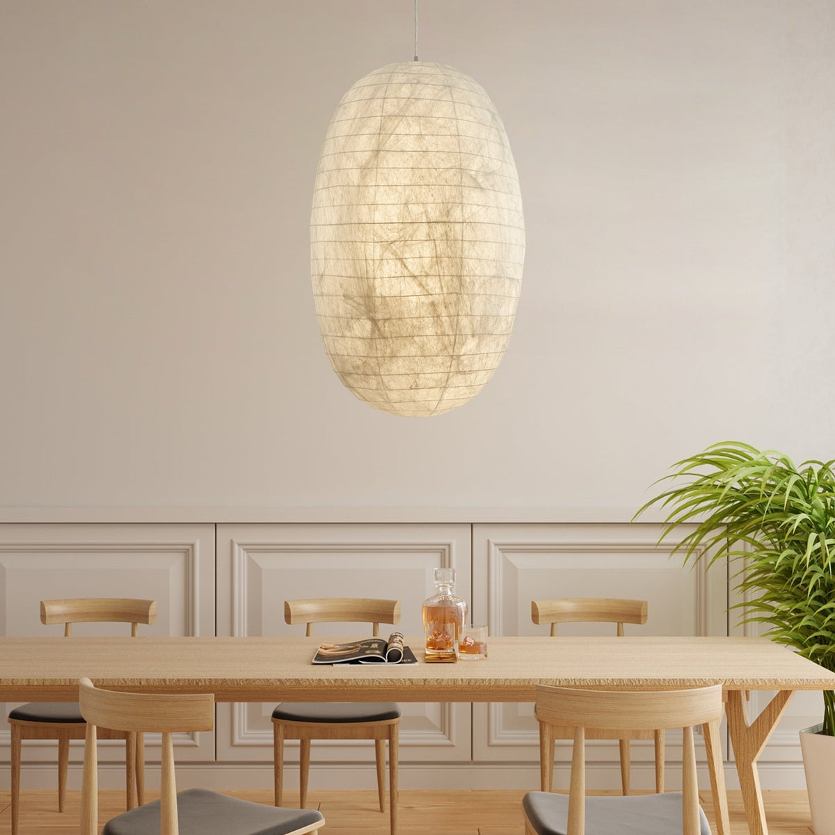 Cove Pendelleuchte aus Seide im Retro-Stil