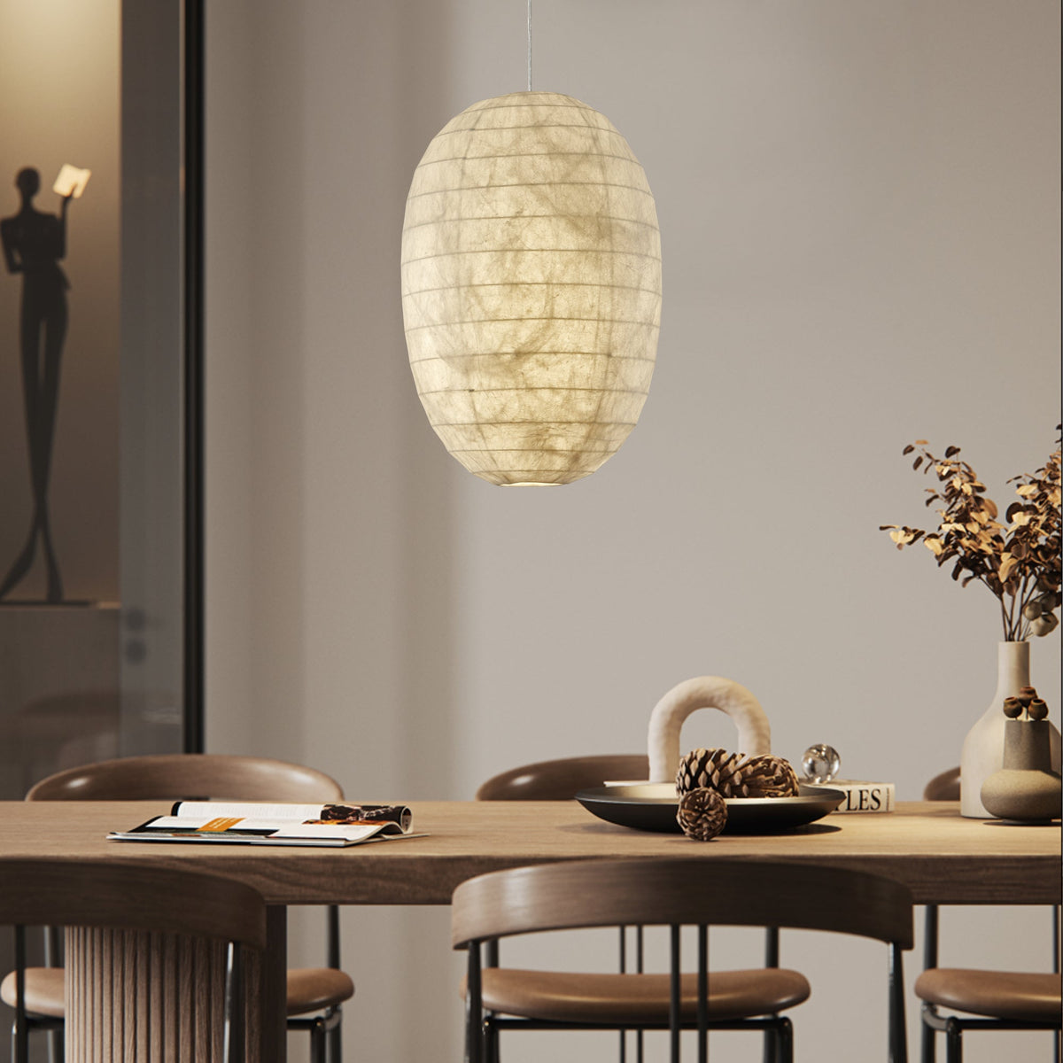 Cove Pendelleuchte aus Seide im Retro-Stil