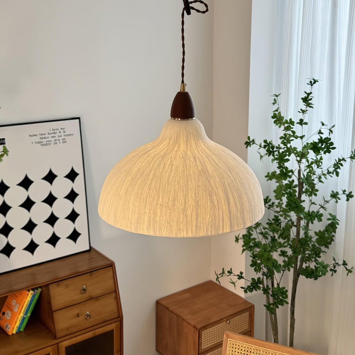 Locan Papier- & Holz-Pendelleuchte