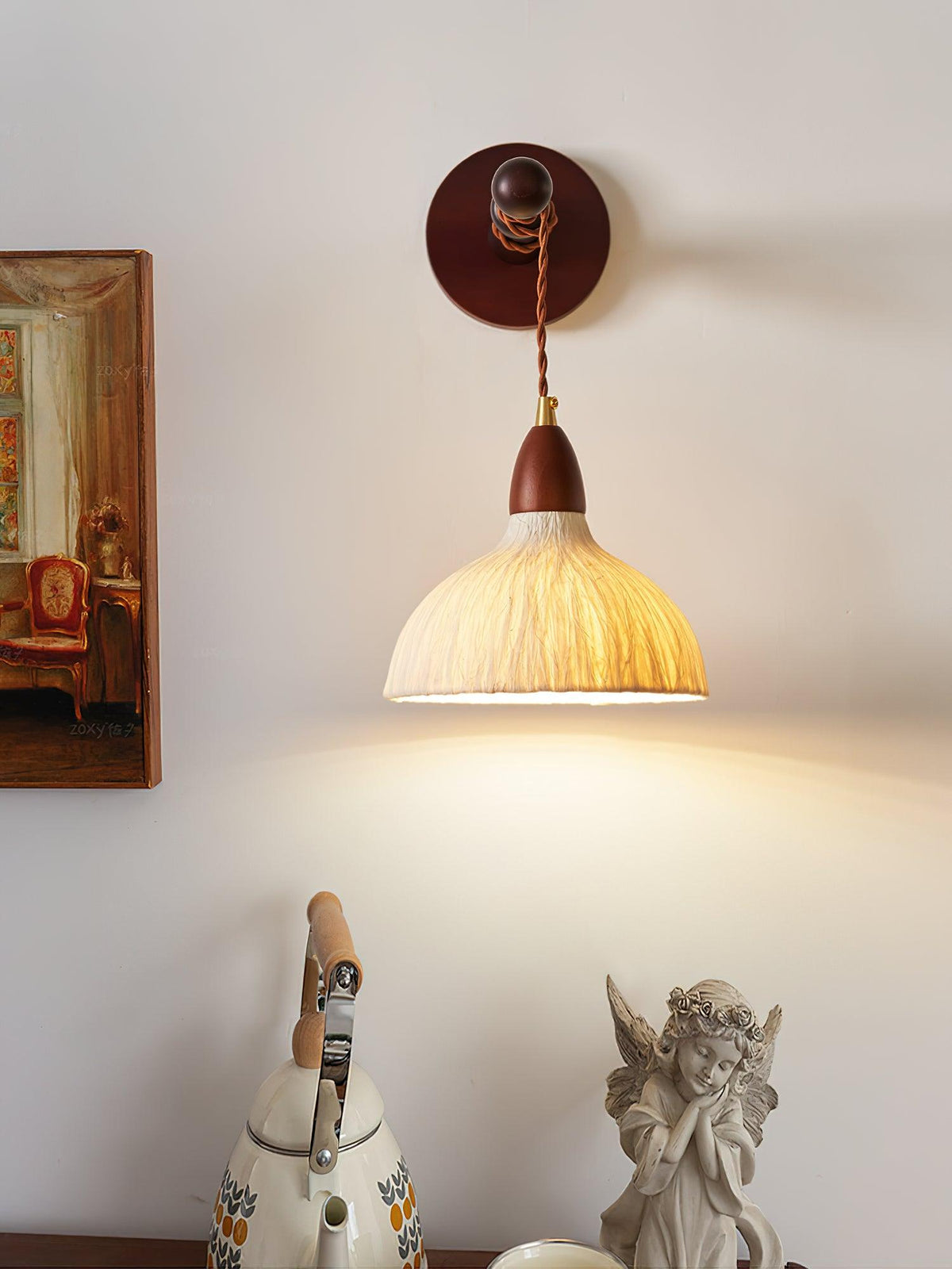 Vitheos Elegance Walnuss-Holz Wandleuchte in natürlicher Farbe