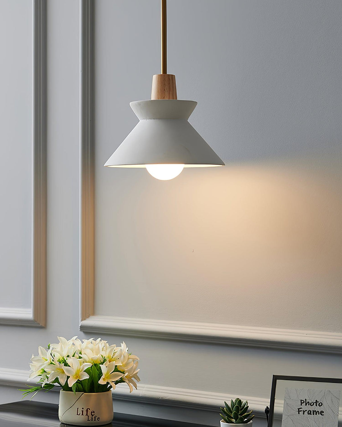 Revelo Pendelleuchte Holz Raum nordisch minimalistisch