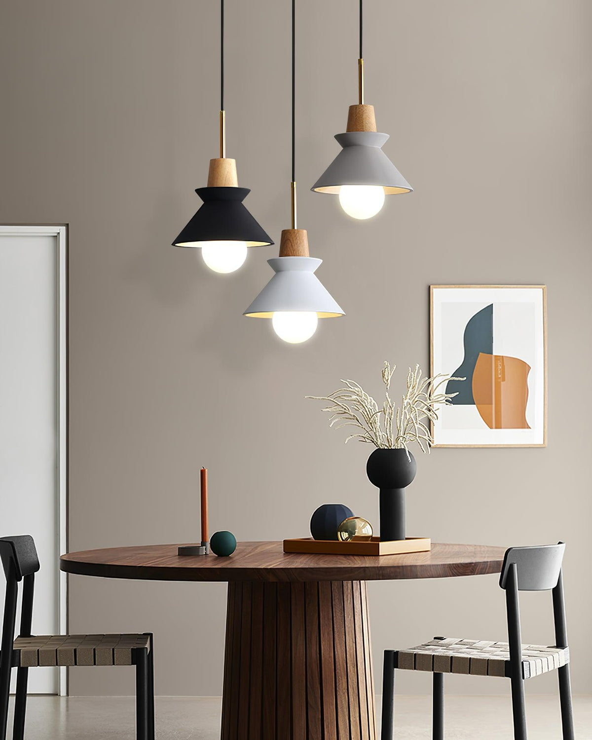Revelo Pendelleuchte Holz Raum nordisch minimalistisch