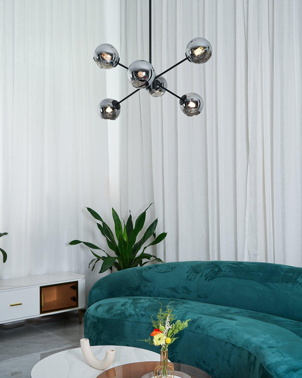 Aristin Kronleuchter Staggered Glas 6-Light