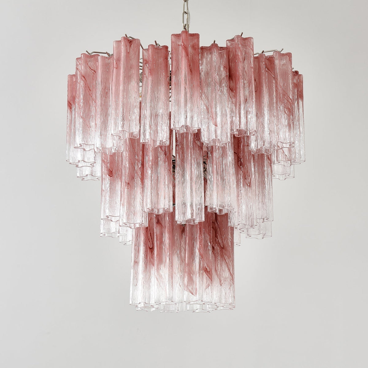 Liorinira Kronleuchter rosa Glaskolben geschichtet modern