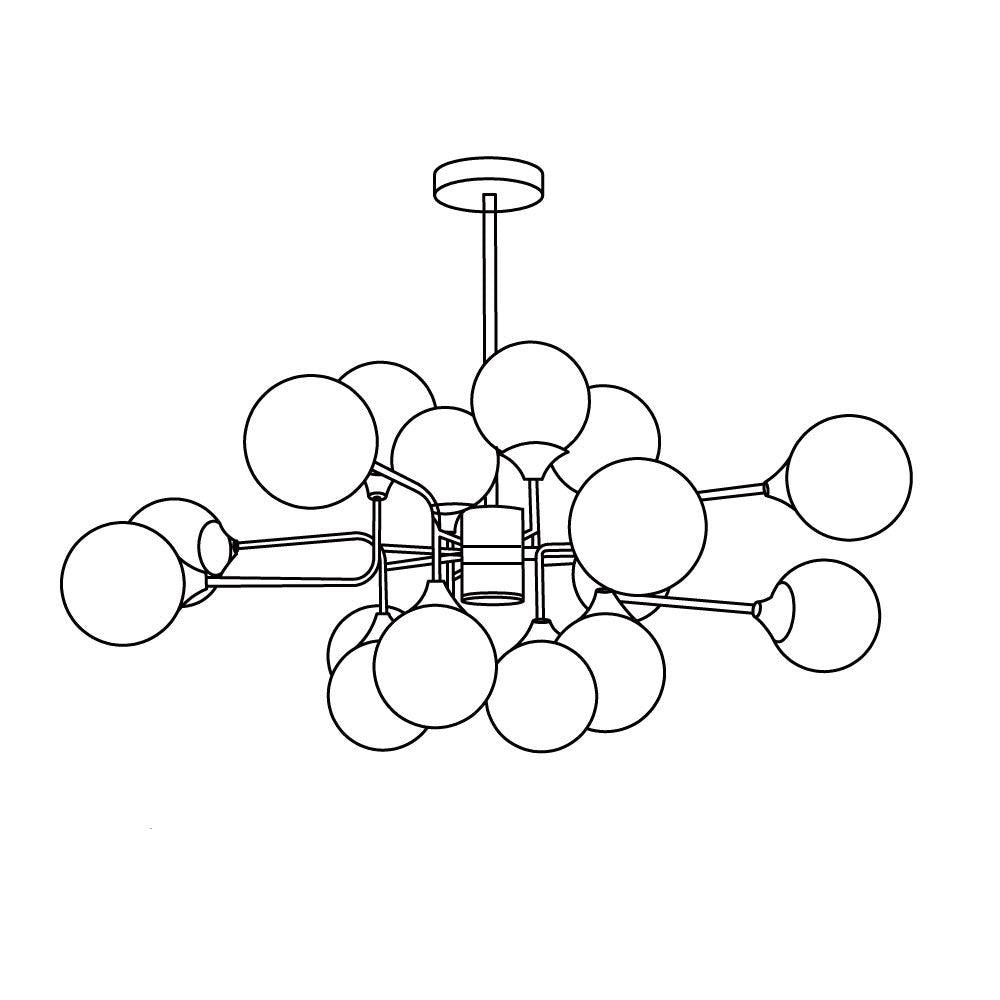 Wasgt Kronleuchter Stilnovo Messing Schwarz Glas