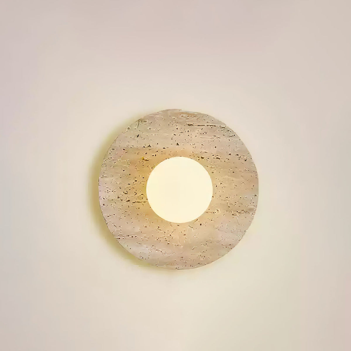 Tavik Bowl-Frame Travertine Wandleuchte