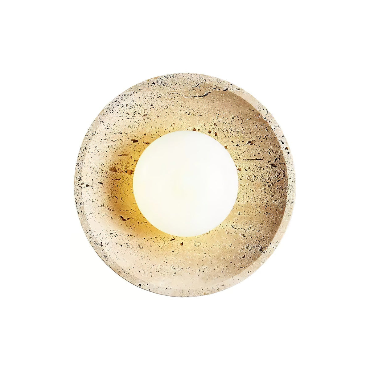 Tavik Bowl-Frame Travertine Wandleuchte