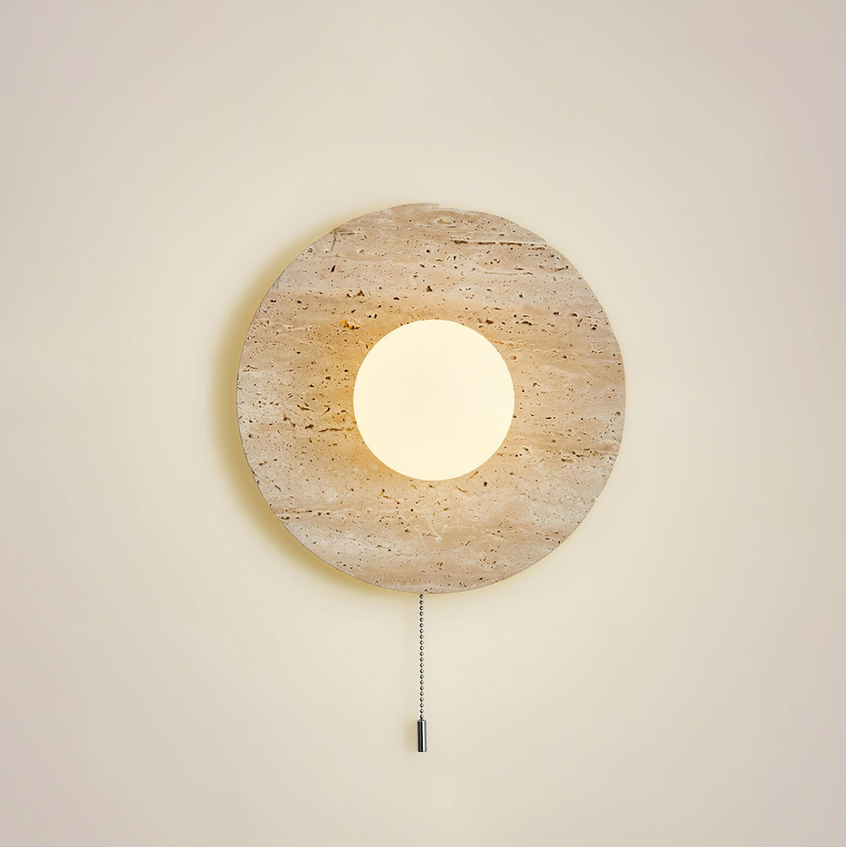Tavik Bowl-Frame Travertine Wandleuchte