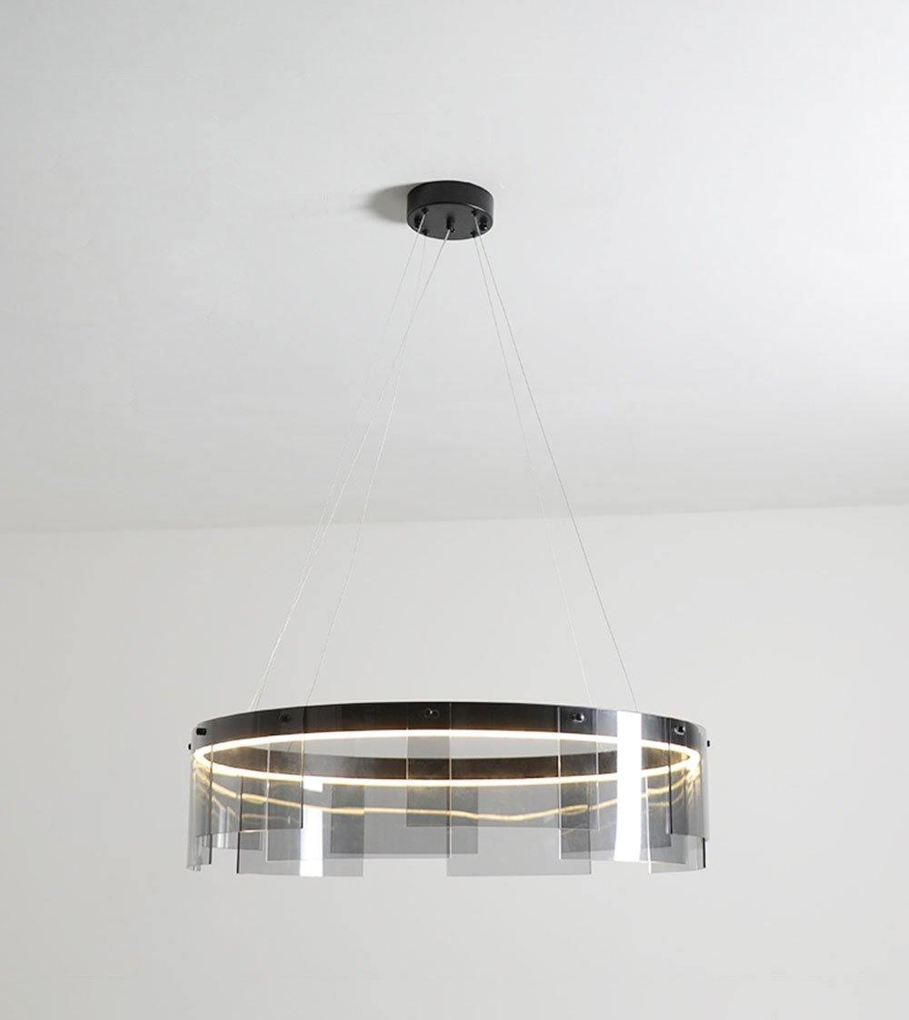 Eireriel Kronleuchter LED-Ring aus schwarzem Milchglas im modernen Stil