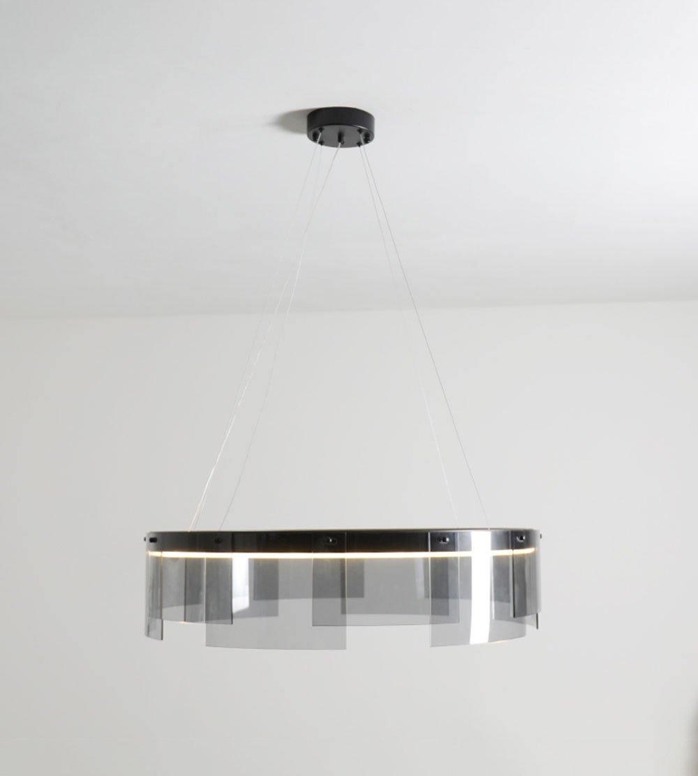 Eireriel Kronleuchter LED-Ring aus schwarzem Milchglas im modernen Stil