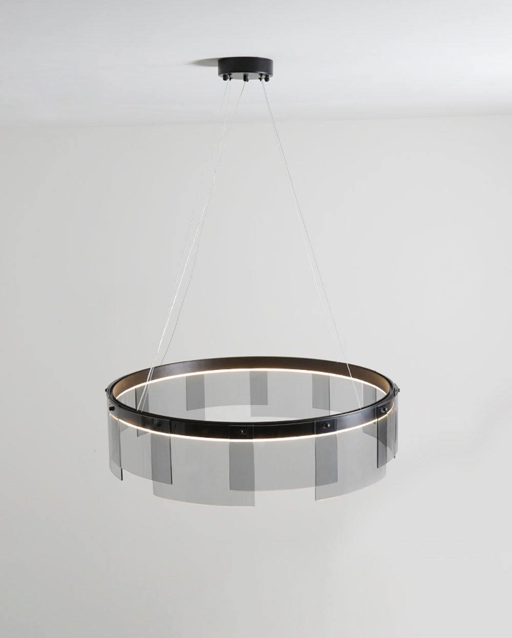 Eireriel Kronleuchter LED-Ring aus schwarzem Milchglas im modernen Stil