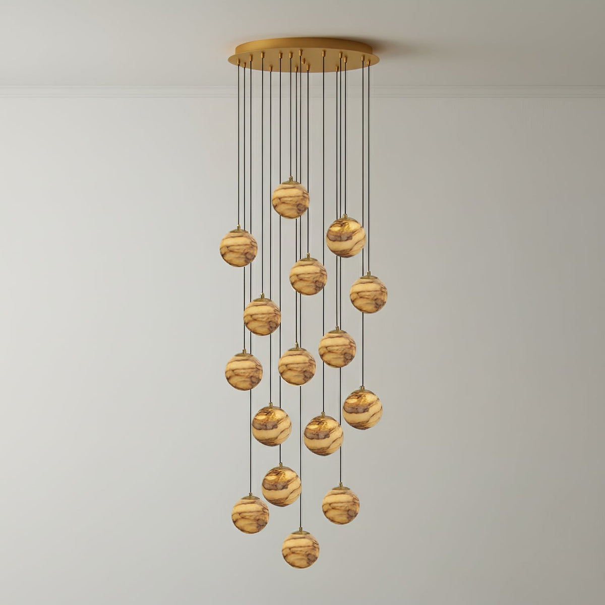 LUX Alabaster-Kronleuchter Cluster Treppenhaus
