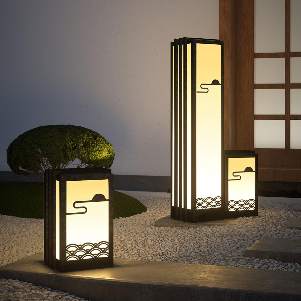 Rivenena Außenleuchte Rechteckig Sonnenaufgang-Muster Minimalistisch für Garten