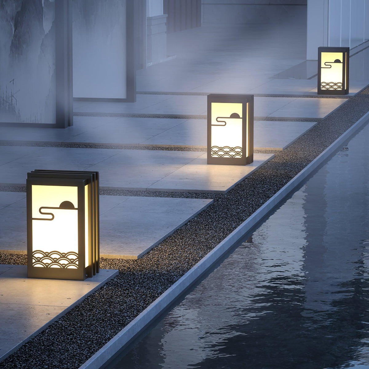 Rivenena Außenleuchte Rechteckig Sonnenaufgang-Muster Minimalistisch für Garten