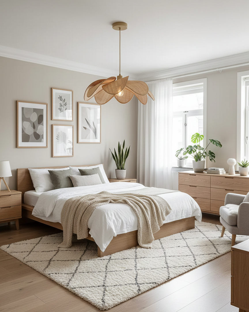 Soroise Pendelleuchte Beige Hellbraun Wabi‑Sabi Wohnzimmer Schlafzimmer | Cielum