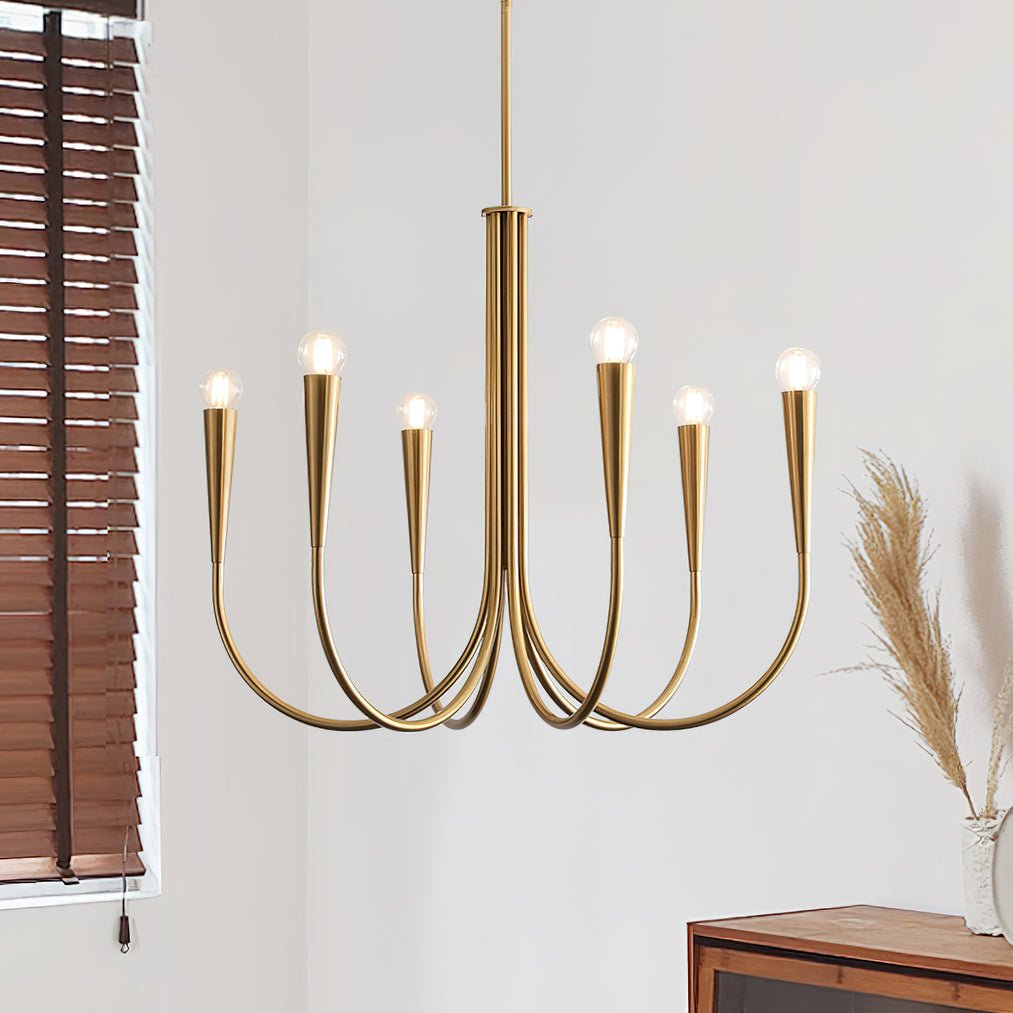 Orioaria Kronleuchter Swoop Arm in Messing minimalistisch