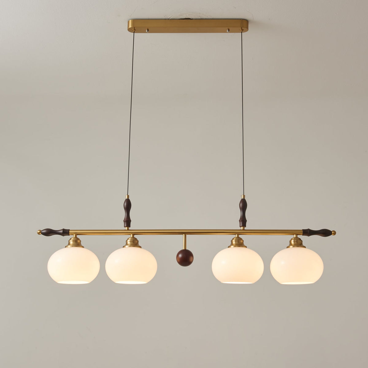 Runell Premium Elegance Traditionelle Pendelleuchte aus Holz und Glas