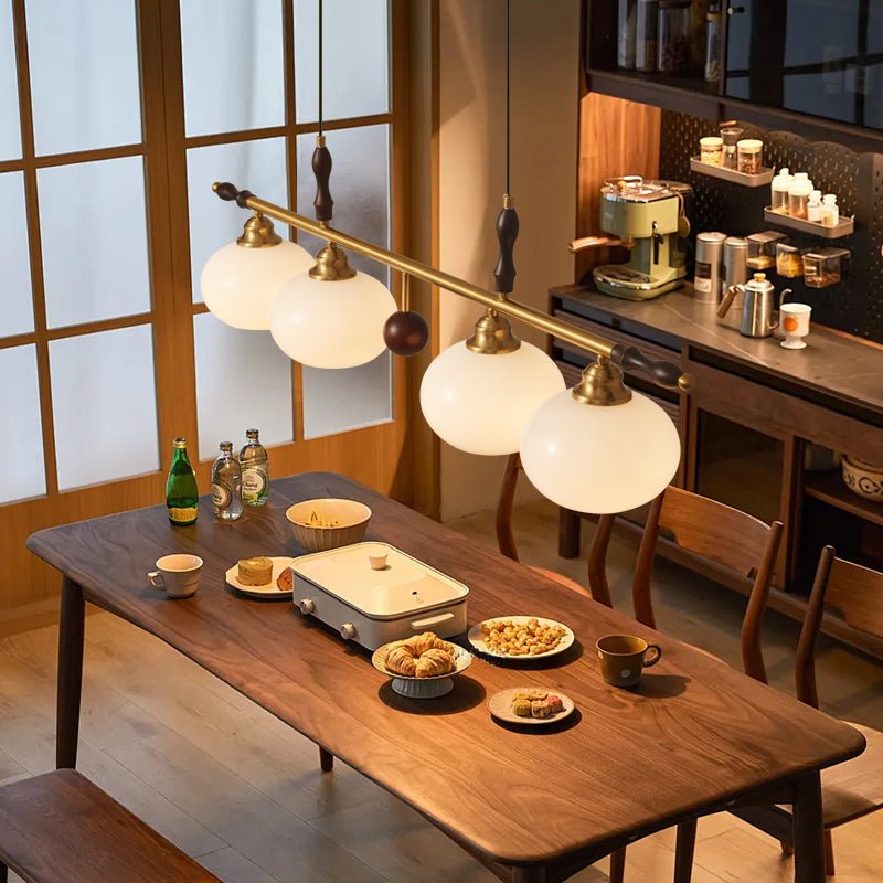 Runell Premium Elegance Traditionelle Pendelleuchte aus Holz und Glas