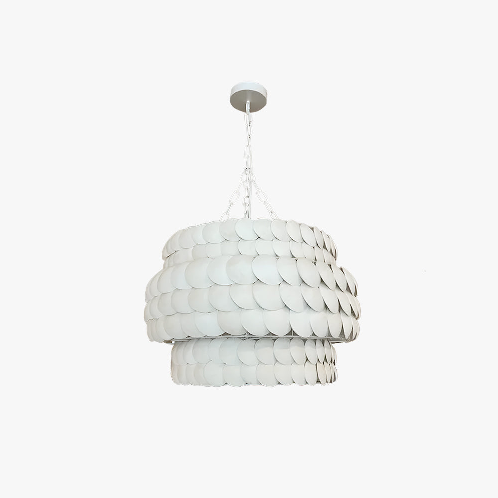 Valentina Vintage Design LED Pendelleuchte aus cremefarbenem Metall für Wohnzimmer/Esszimmer