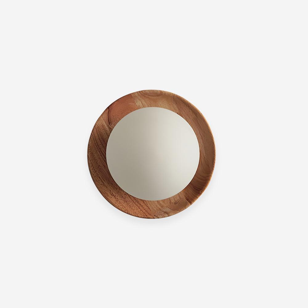 Wandleuchte mit Metallkorpus, Holzrand und minimalistischem Stil