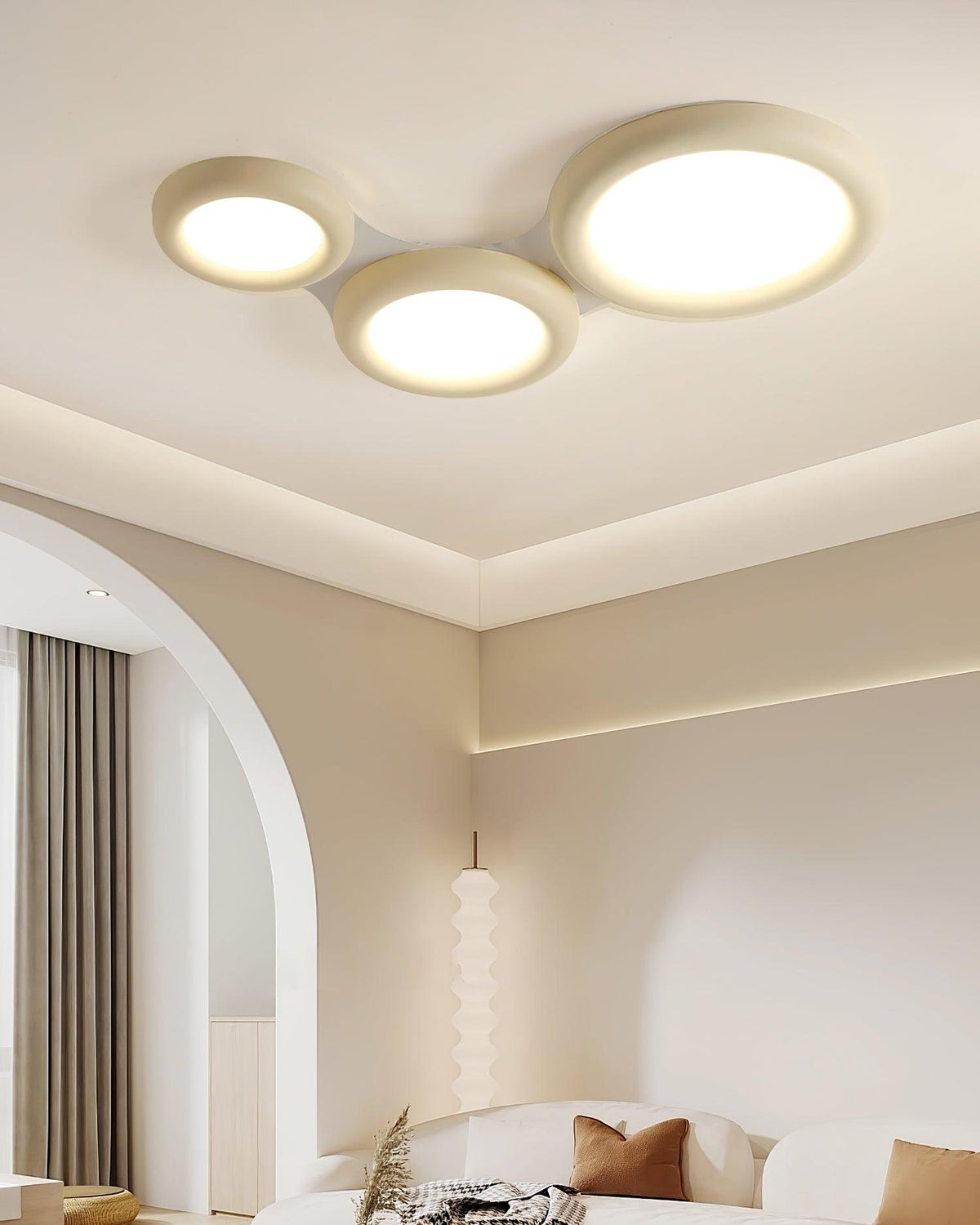Deckenleuchte Beige flache Deckenleuchte mit Baldachin minimalistisch