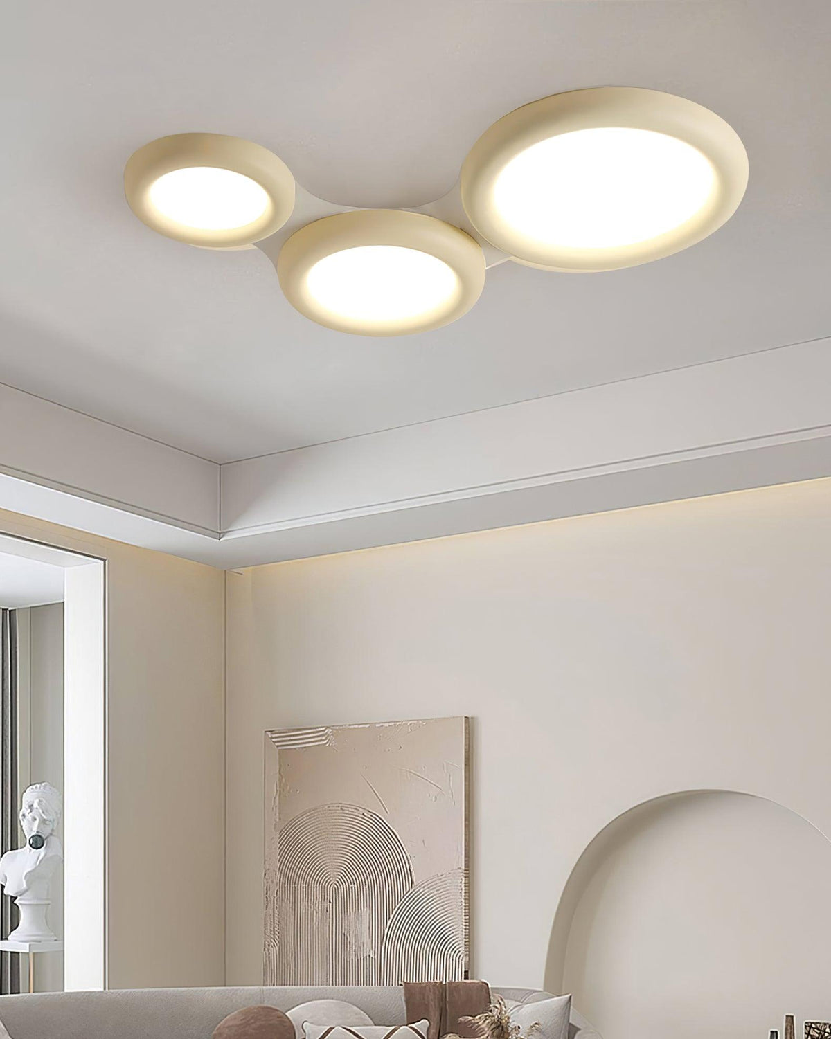 Deckenleuchte Beige flache Deckenleuchte mit Baldachin minimalistisch