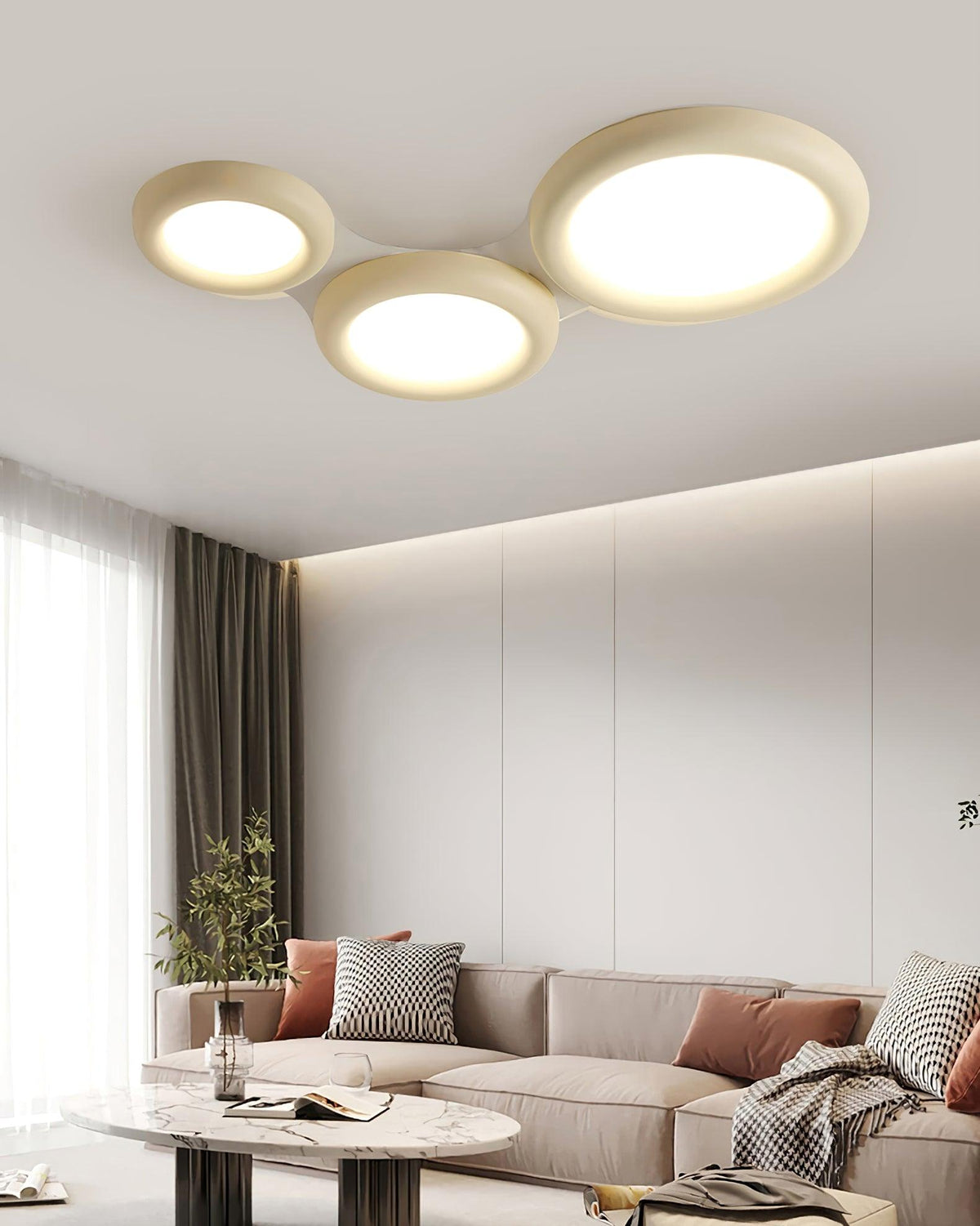 Deckenleuchte Beige flache Deckenleuchte mit Baldachin minimalistisch