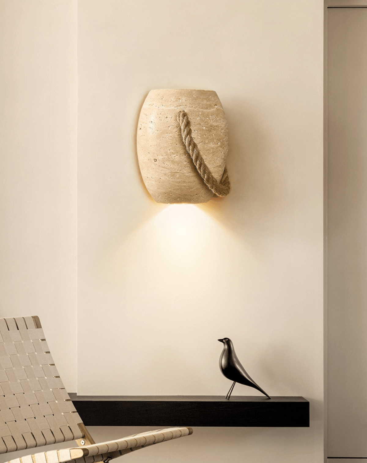 Wryn Wandleuchte aus Seil in Beige
