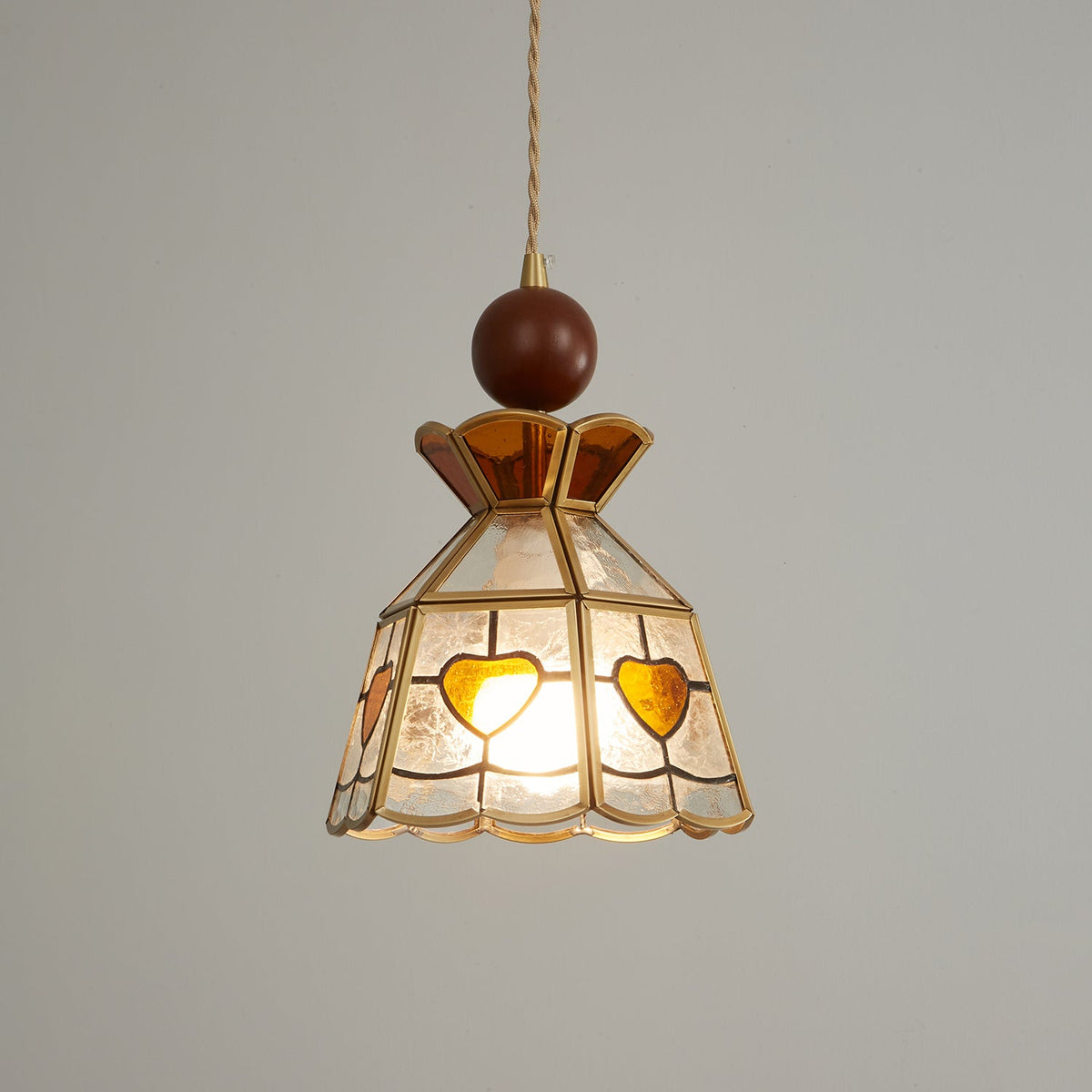 Creshen Pendelleuchte aus Holz und Glas im Vintage-Stil